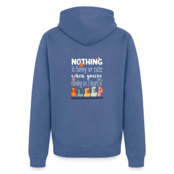 Support other Sleep Deprived Mom out there - Unisex Premium Bio Zip Hoodie - Taubenblau - Hinten - Nico (187cm)