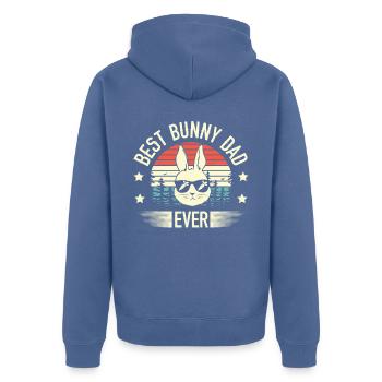 Bester Bunny Dad Ever Rabbit Lover Vatertag - Unisex Premium Bio Zip Hoodie - Taubenblau - Hinten - Nico (187cm)