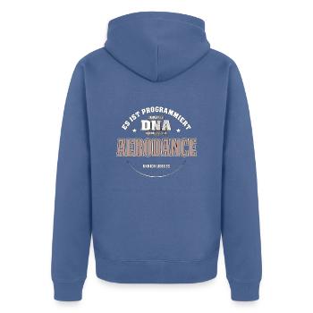 Es ist in meiner DNA ich muss zum AERODANCE - Unisex Premium Bio Zip Hoodie - Taubenblau - Hinten - Nico (187cm)