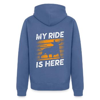 Mon tour est ici Bull Rider Bull Riding Rodeo - Veste à capuche bio Premium Unisexe - bleu pigeon - Dos - Nico (187cm)