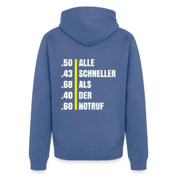 Paintball Gotcha Paintballspieler - Unisex Premium Bio Zip Hoodie - Taubenblau - Hinten - Nico (187cm)