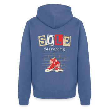Sole sneakerhead shoe collector - Unisex Premium Organic Zip Hoodie - stone blue - Back - Nico (187cm)