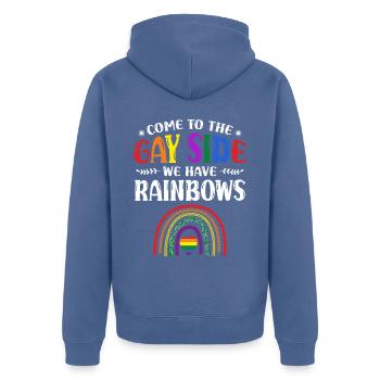 Fierté Gay Diversité sexuelle Gay Fierté gay - Veste à capuche bio Premium Unisexe - bleu pigeon - Dos - Nico (187cm)