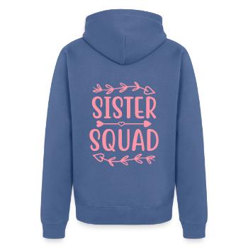 Sister Squad Best Sister Ever, - Unisex Premium Organic Zip Hoodie - stone blue - Back - Nico (187cm)
