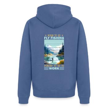 Fly Fisherman in Clear Mountain Lake Outdoor - Unisex Premium Bio Zip Hoodie - Taubenblau - Hinten - Nico (187cm)