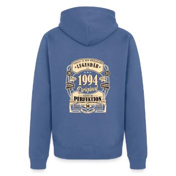 30. Geburtstag, Geschenk, Legende, Original, 1994 - Unisex Premium Bio Zip Hoodie - Taubenblau - Hinten - Nico (187cm)