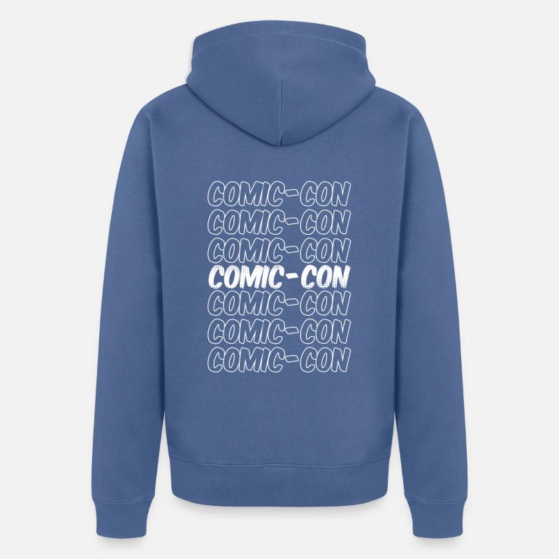Comic-con comic convention - Unisex Premium Organic Zip Hoodie - stone blue