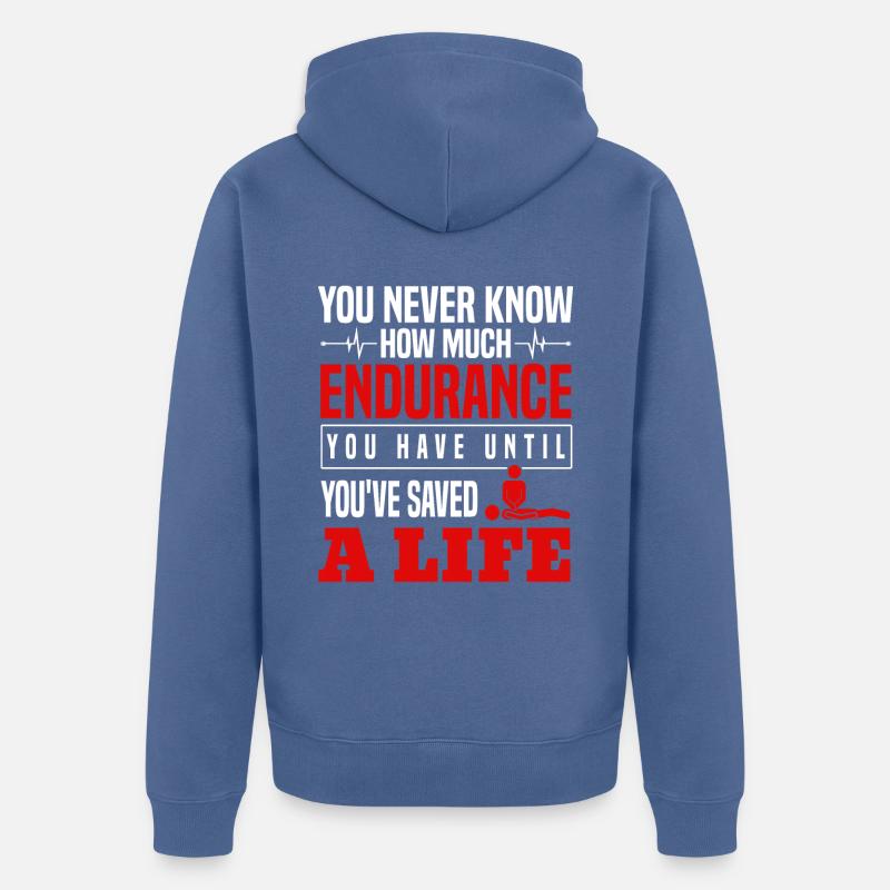 CPR Instructor - Unisex Premium Bio Zip Hoodie - Taubenblau
