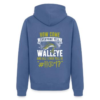 Walleye Fishing - Unisex Premium Organic Zip Hoodie - stone blue - Back - Nico (187cm)