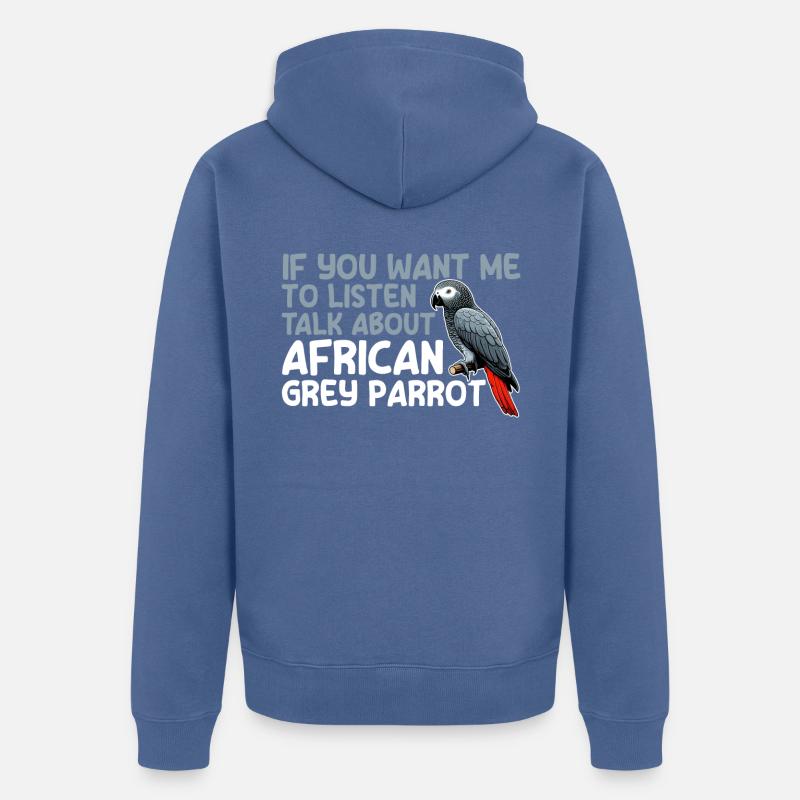 Perroquet gris d’Afrique - Veste à capuche bio Premium Unisexe - bleu pigeon