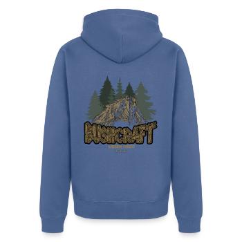 Bushcraft Abenteuer Survival Outdoor Shelter - Unisex Premium Bio Zip Hoodie - Taubenblau - Hinten - Nico (187cm)