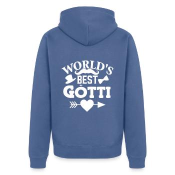 Bester Götti der Welt Patenonkel Schweiz Taufgötti - Unisex Premium Bio Zip Hoodie - Taubenblau - Hinten - Nico (187cm)