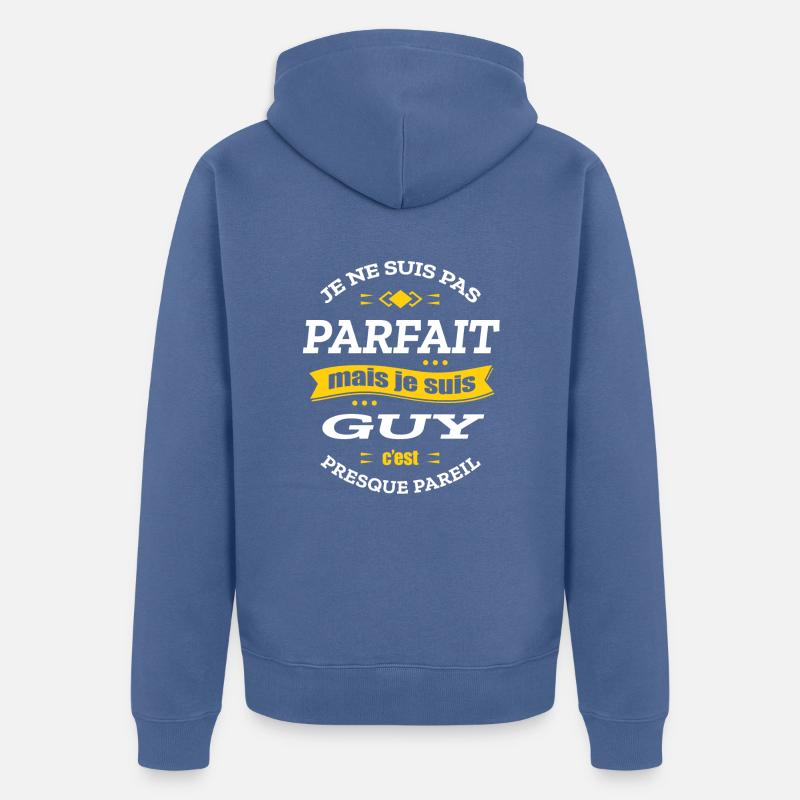 GUY PARFAIT - PRENOM GUY - Veste à capuche bio Premium Unisexe - bleu pigeon