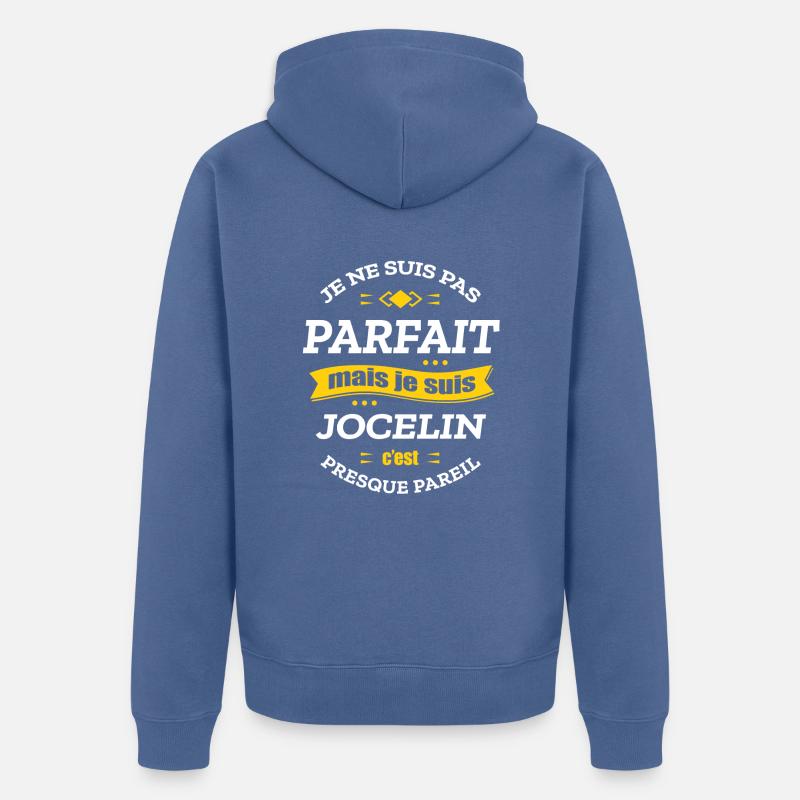 JOCELIN PARFAIT - PRENOM JOCELIN - Veste à capuche bio Premium Unisexe - bleu pigeon