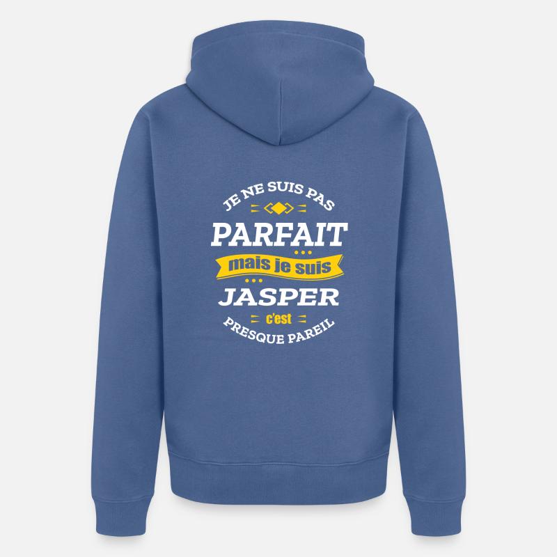 JASPER PARFAIT - PRENOM JASPER - Veste à capuche bio Premium Unisexe - bleu pigeon