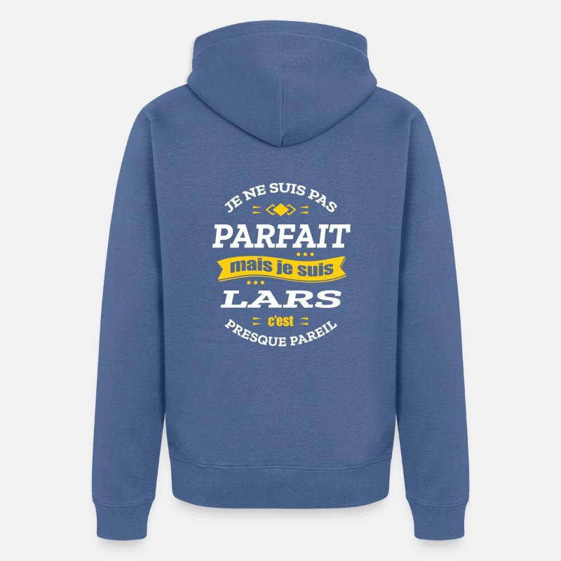 LARS PARFAIT - PRENOM LARS - Veste à capuche bio Premium Unisexe - bleu pigeon