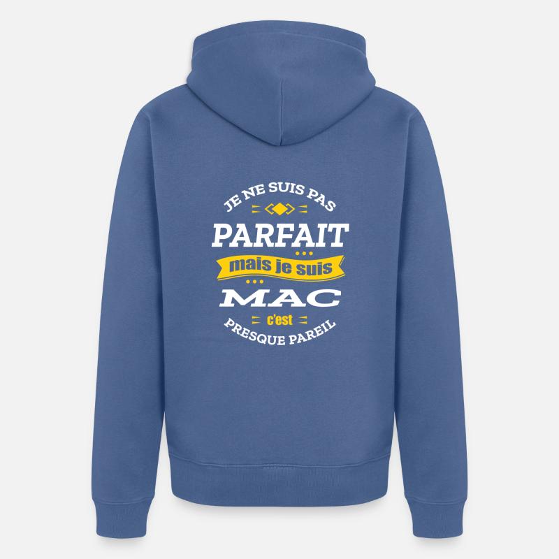 MAC PARFAIT - PRENOM MAC - Veste à capuche bio Premium Unisexe - bleu pigeon