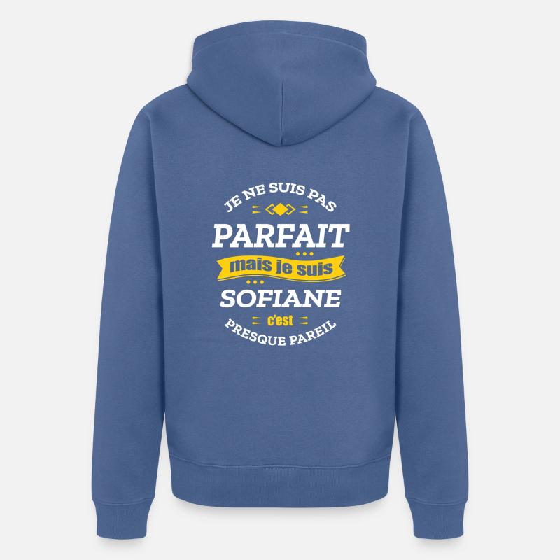SOFIANE PARFAIT - PRENOM SOFIANE - Veste à capuche bio Premium Unisexe - bleu pigeon