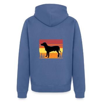 Chien Francais Blanc Et Noir Dog Silhouette Retro - Unisex Premium Organic Zip Hoodie - stone blue - Back - Nico (187cm)