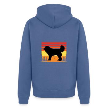 Georgischer Schäferhund Liebe Silhouette Retro Sonnenuntergang - Unisex Premium Bio Zip Hoodie - Taubenblau - Hinten - Nico (187cm)