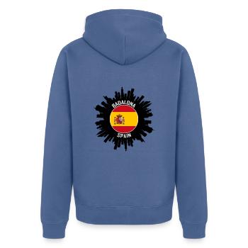 Badalona Skyline Espagne Flag Souvenir de voyage - Veste à capuche bio Premium Unisexe - bleu pigeon - Dos - Nico (187cm)