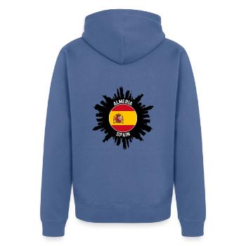 Almeria Skyline Spanien Flagge Reise-Souvenir - Unisex Premium Bio Zip Hoodie - Taubenblau - Hinten - Nico (187cm)