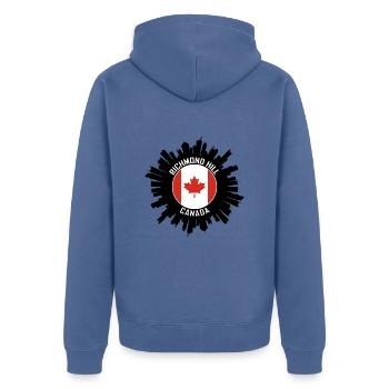 Richmond Hill Skyline Canada Flag Souvenir de voyage - Veste à capuche bio Premium Unisexe - bleu pigeon - Dos - Nico (187cm)