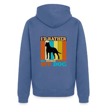 Amoureux des chiens brésiliens Silhouette Vintage Coucher de soleil - Veste à capuche bio Premium Unisexe - bleu pigeon - Dos - Nico (187cm)