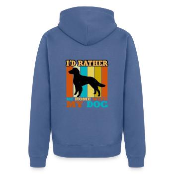Britanny Dog Lover Silhouette Vintage Sunset - Veste à capuche bio Premium Unisexe - bleu pigeon - Dos - Nico (187cm)