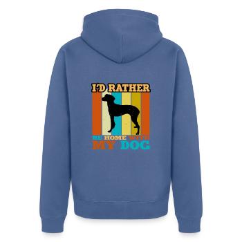 Hygenhund Dog Lover Silhouette Vintage Sunset - Veste à capuche bio Premium Unisexe - bleu pigeon - Dos - Nico (187cm)