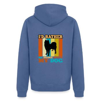 Husky Dog Silhouette Vintage Sonnenuntergang für Hundeliebhaber - Unisex Premium Bio Zip Hoodie - Taubenblau - Hinten - Nico (187cm)