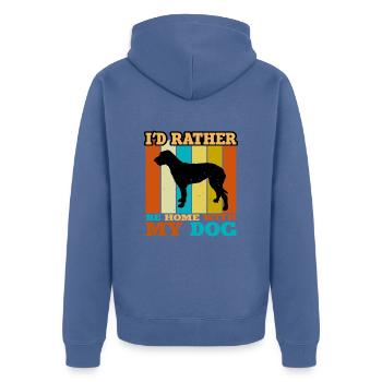 Irish Wolfhound Dog Love Silhouette Vintage Sunset - Veste à capuche bio Premium Unisexe - bleu pigeon - Dos - Nico (187cm)