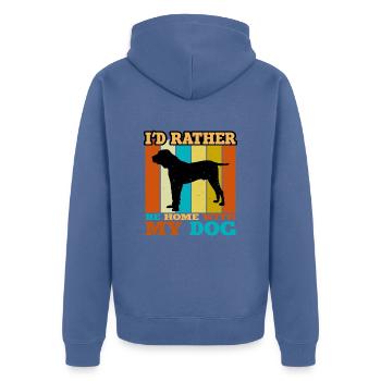 Kumaon Mastiff Hund Liebhaber Silhouette Vintage Sonnenuntergang - Unisex Premium Bio Zip Hoodie - Taubenblau - Hinten - Nico (187cm)