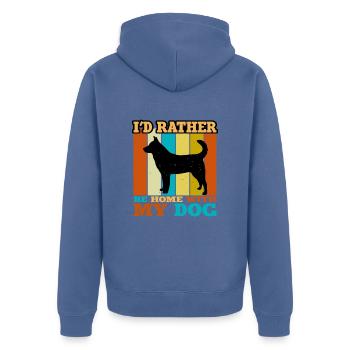 Jindo Dog Silhouette Vintage Sonnenuntergang für Hundeliebhaber - Unisex Premium Bio Zip Hoodie - Taubenblau - Hinten - Nico (187cm)