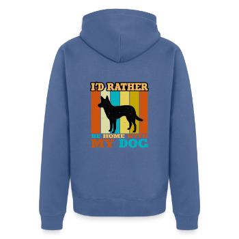 Koolie Dog Lover Silhouette Vintage Sunset - Veste à capuche bio Premium Unisexe - bleu pigeon - Dos - Nico (187cm)