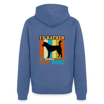 Kishu Ken Hundeliebhaber Silhouette Vintage Sonnenuntergang - Unisex Premium Bio Zip Hoodie - Taubenblau - Hinten - Nico (187cm)