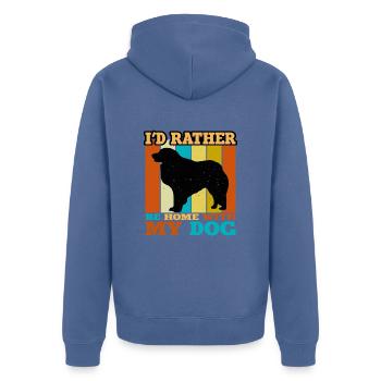 Kuvasz Hundeliebhaber Silhouette Vintage Sonnenuntergang - Unisex Premium Bio Zip Hoodie - Taubenblau - Hinten - Nico (187cm)