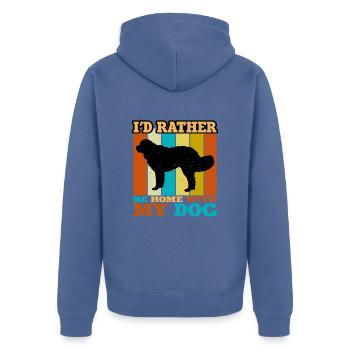 Landseer Dog Lover Silhouette Vintage Sunset - Veste à capuche bio Premium Unisexe - bleu pigeon - Dos - Nico (187cm)