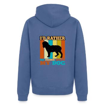 Norfolk Spaniel Dog Love Silhouette Vintage Sunset - Unisex Premium Organic Zip Hoodie - stone blue - Back - Nico (187cm)