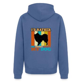 Volpino Italiano Hundeliebhaber Silhouette Retro Sunset - Unisex Premium Bio Zip Hoodie - Taubenblau - Hinten - Nico (187cm)