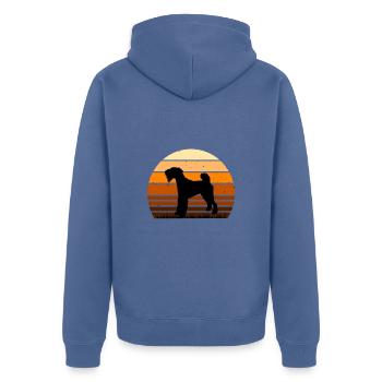 Airedale Terrier Hundeliebhaber Silhouette Retro Sonnenuntergang - Unisex Premium Bio Zip Hoodie - Taubenblau - Hinten - Nico (187cm)