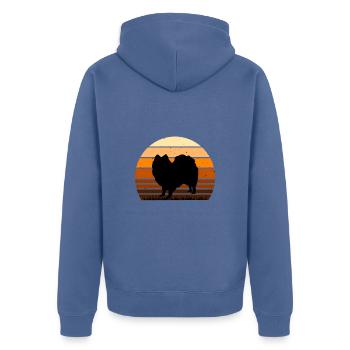 Indischer Spitz Hund Liebhaber Silhouette Vintage Sonnenuntergang - Unisex Premium Bio Zip Hoodie - Taubenblau - Hinten - Nico (187cm)