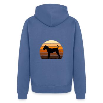 Irish Terrier Dog Lover Silhouette Vintage Sunset - Veste à capuche bio Premium Unisexe - bleu pigeon - Dos - Nico (187cm)