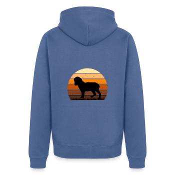 Norfolk Spaniel Dog Love Silhouette Vintage Sunset - Unisex Premium Organic Zip Hoodie - stone blue - Back - Nico (187cm)