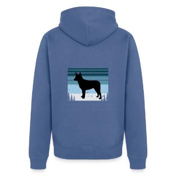 Silhouette de chien de bétail australien à queue de souche - Veste à capuche bio Premium Unisexe - bleu pigeon - Dos - Nico (187cm)