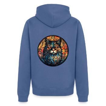 Cymric Cat Breed Aquarelle Verre - Veste à capuche bio Premium Unisexe - bleu pigeon - Dos - Nico (187cm)