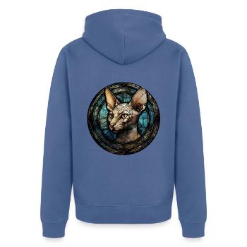 Peterbald Cat Breed Aquarelle Verre - Veste à capuche bio Premium Unisexe - bleu pigeon - Dos - Nico (187cm)
