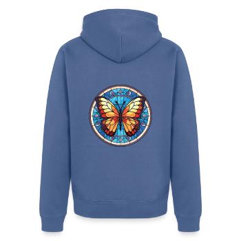 Papillon Aquarelle colorée Illustration d’animaux - Veste à capuche bio Premium Unisexe - bleu pigeon - Dos - Nico (187cm)