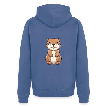 Illustration à l’aquarelle Kawaii Dessin Kawaii - Veste à capuche bio Premium Unisexe - bleu pigeon - Dos - Nico (187cm)