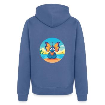 Schmetterlingskarikatur Yoga Strand Sommer Illustration - Unisex Premium Bio Zip Hoodie - Taubenblau - Hinten - Nico (187cm)